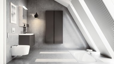 Zuinig design van de Geberit AquaClean Sela in deze moderne badkamer