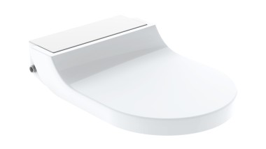 Siège adaptable pour WC-douche AquaClean Tuma Comfort avec plaque de finition design en blanc alpin